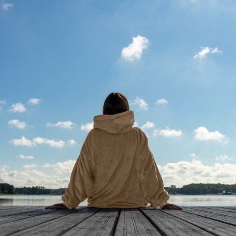 Bluzair Bluza Koc Hoodie Oversize Polska Beżowy