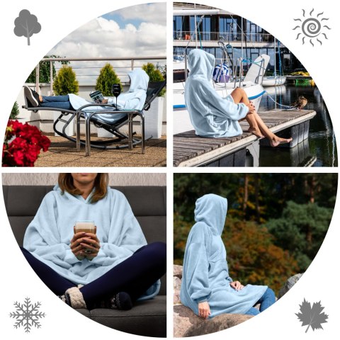Bluzair Bluza Koc Hoodie Oversize Polska Błękitny