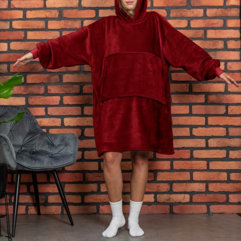 Bluzair Bluza Koc Hoodie Oversize Polska Bordowy