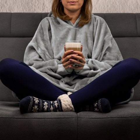 Bluzair Bluza Koc z Kapturem XXL Ciepła Hoodie 4w1