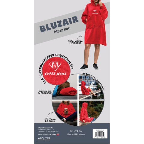 Bluzair SUPER MAMA - Bluza koc - Czerwony - prezent dla mamy na urodziny