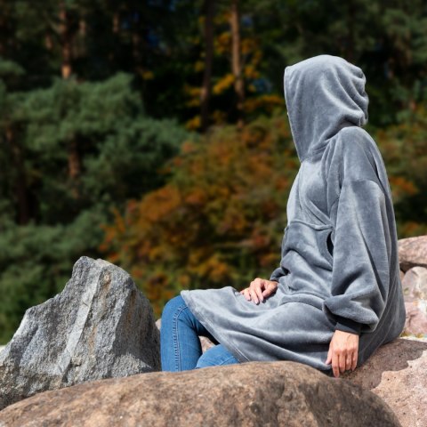 Bluzair SUPER MAMA - Bluza koc - Szary - prezent dla mamy na urodziny