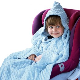 Kocyk zimowy Błękitny minky gruby koc z rękawkami