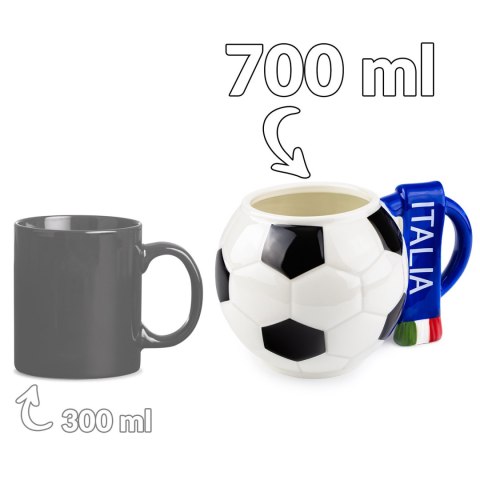 Kubek piłka z szalikiem - Włochy i podkładka piłka