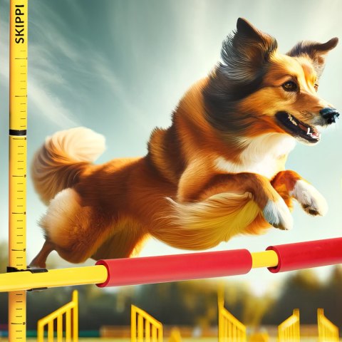 Zestaw Skippi - Hobby Horse Gniado - srokaty i przeszkoda do skakania 135 cm