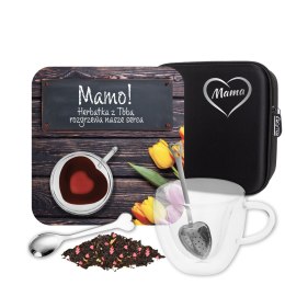 Zestaw Prezentowy dla Mamy - Serce - Filiżanka serce, herbata z sercami