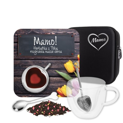 Zestaw Prezentowy dla Mamy - Serce - Filiżanka serce, herbata z sercami