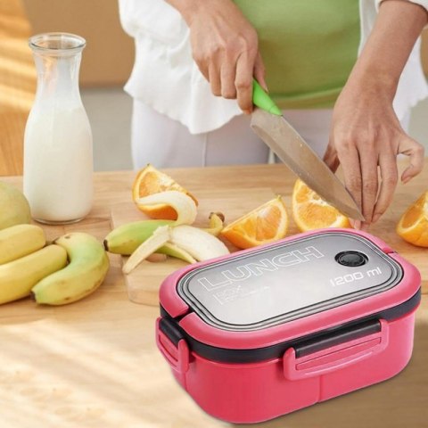 Śniadaniówka LUNCH BOX ze sztućcami 21 x 14,5 x 8cm fuksja PJM44F