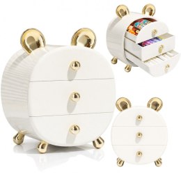 Organizer szkatułka na kosmetyki, biżuterię BEAR ze złotymi uszkami CB77