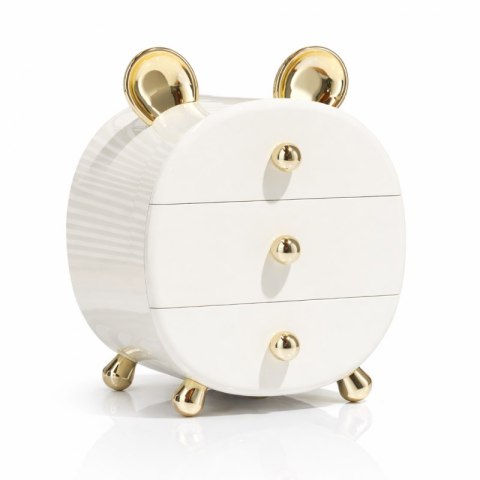 Organizer szkatułka na kosmetyki, biżuterię BEAR ze złotymi uszkami CB77