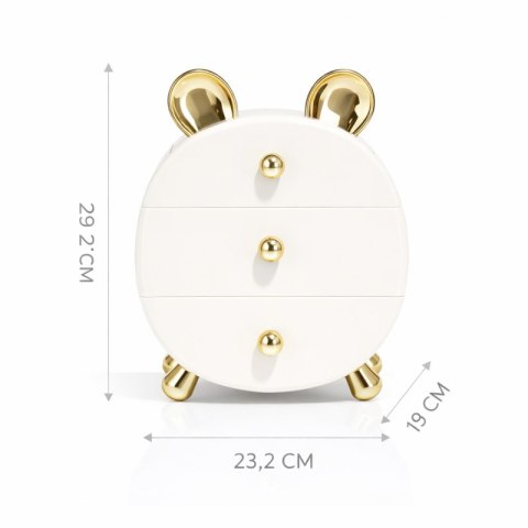 Organizer szkatułka na kosmetyki, biżuterię BEAR ze złotymi uszkami CB77