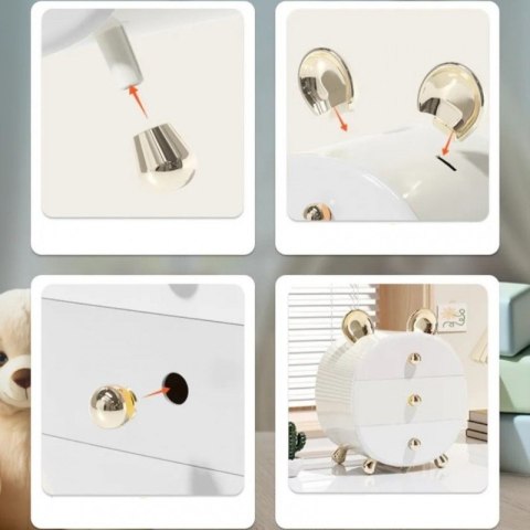 Organizer szkatułka na kosmetyki, biżuterię BEAR ze złotymi uszkami CB77